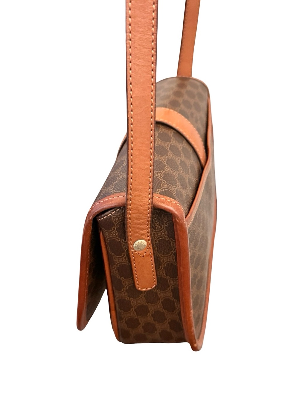 Vintage Celine Macadam Crossbody Brown PVC Leather Shoulder Bag with Back Pocket - Picture 5 of 16